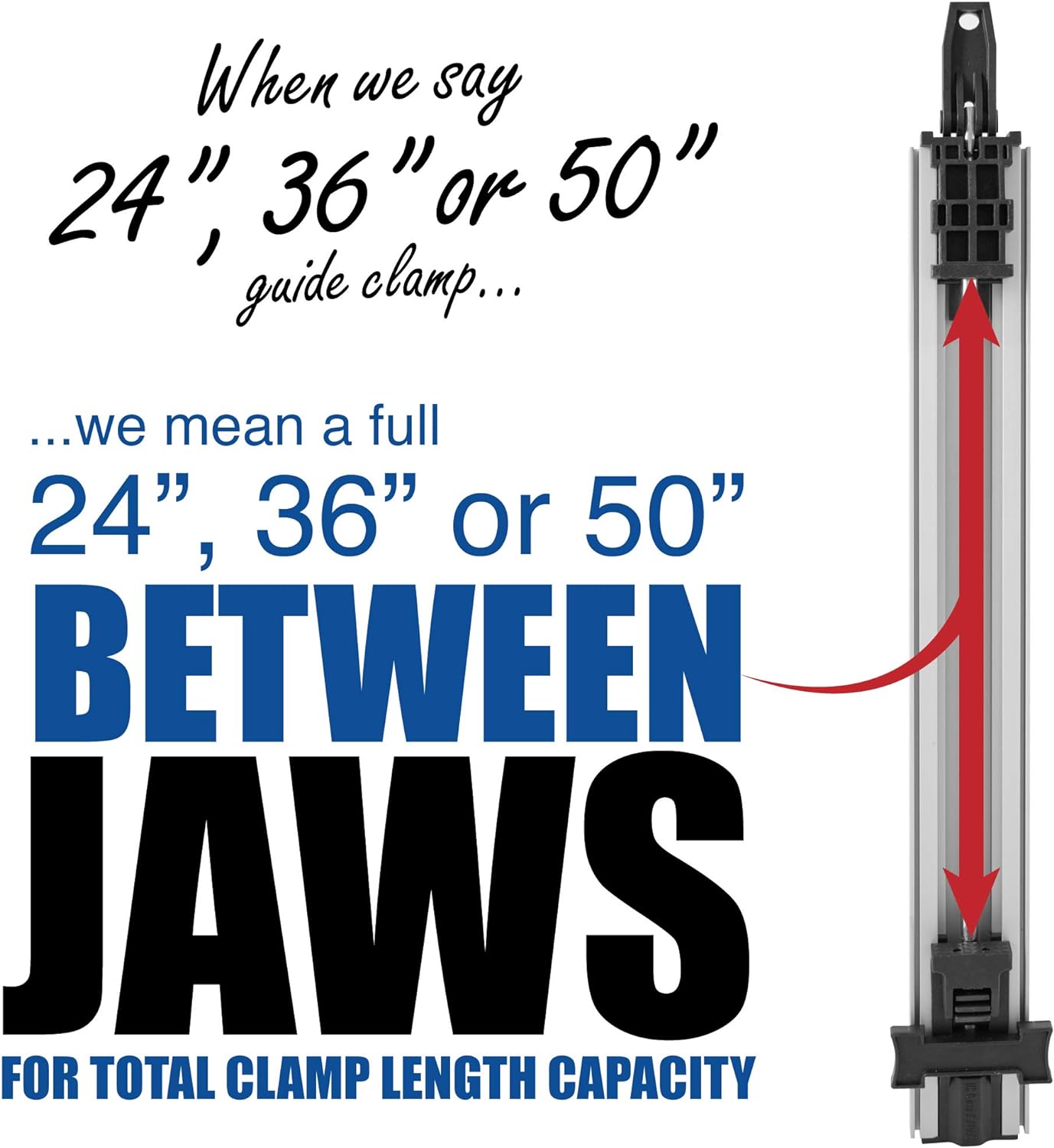 Peachtree Woodworking Supply ProGrip Aluminum Edge Clamp Set of 3-24 36 50, Ideal for Cutting Large Sheets of Plywood & Dado Slots, Circular Saw Straight Edge Guide Clamps and Edge Saw Guide 24"•36"•50" ProGrip Clamps