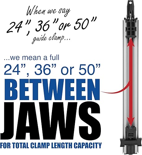 Miniatura 2 de Peachtree Woodworking Supply ProGrip - Juego de 3 abrazaderas de borde de aluminio de 24, 36 y 50 pulgadas, ideal para cortar hojas grandes de