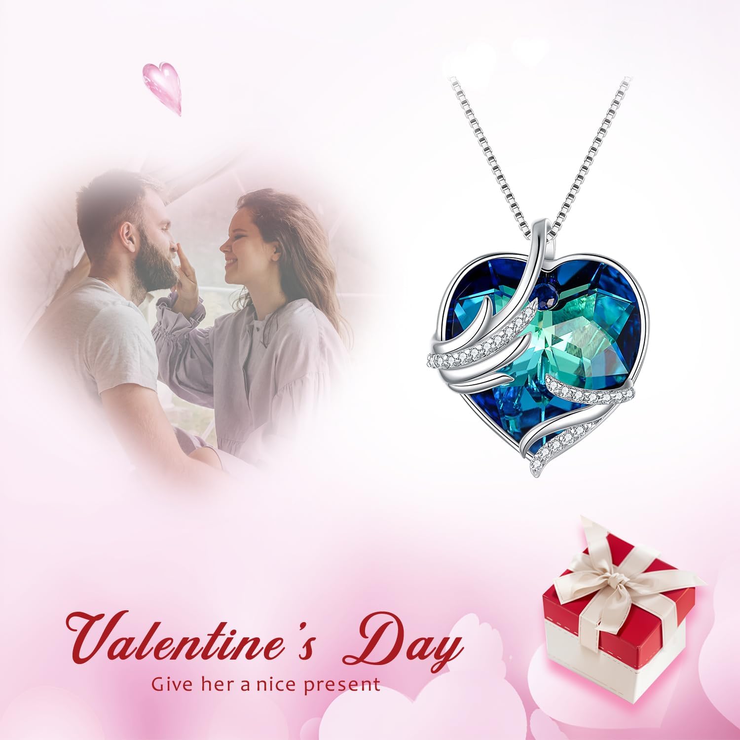 EleQueen Angel Wings Heart Necklace for Women, Pendant Jewelry Gifts for Her Women Mom Grandma on Christmas, Valentine's/Mother's Day, Anniversary, Birthday - Image 7