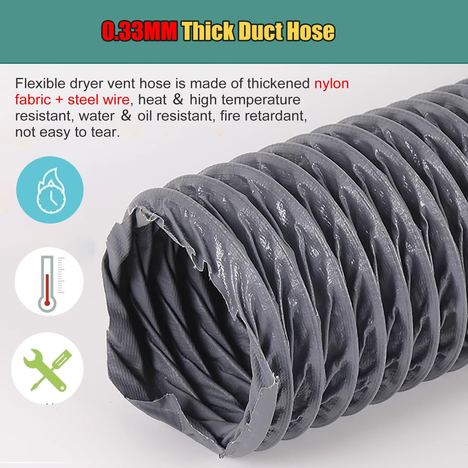 tubo cappa cucina Tubo Flessibile Di Sfiato Per Asciugatrice Portatile Da 2 M, 3 M, 5 M, 10 M, Condotto Per Cappa Aspirante, Condotto Flessibile In Nylon Per HVAC, Tubo Di Ventilazione Telescopico(Dia