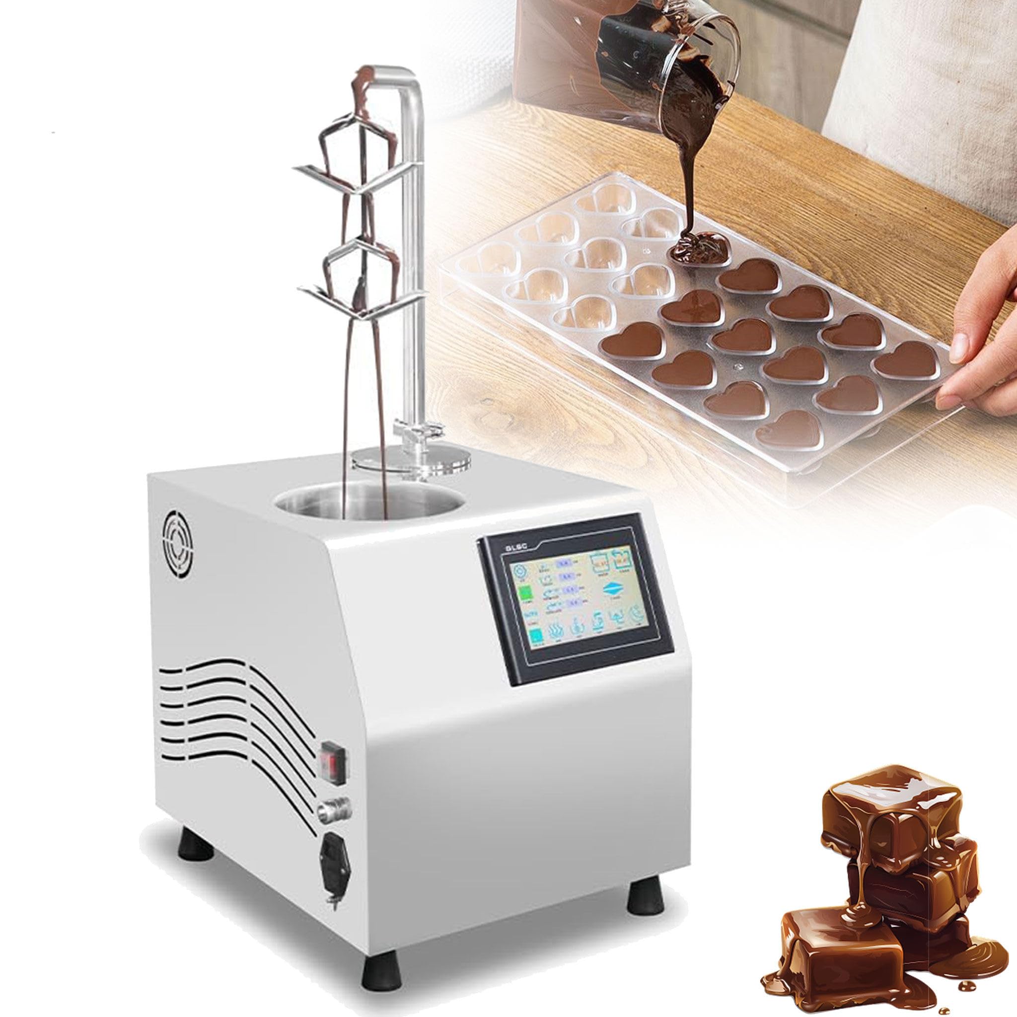 Tempéreuse à chocolat professionnelle 1000 W, 5,5 L - Distributeur de chocolat à fonte numérique, température maximale 65 °C - Modèle de comptoir professionnel pour boulangerie et restaurant