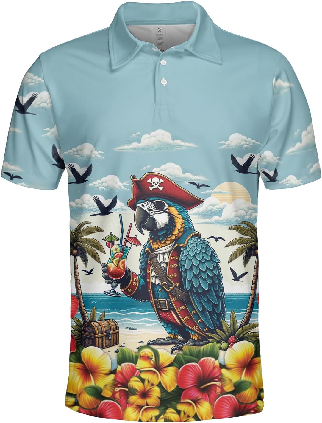 Parrot Golf Shirt Men Funny Golf Polos for Men Dry Fit Funny - Birds Golf Polo Shirts Hawaiian Polo Golf Outfits (MP_PL_9)