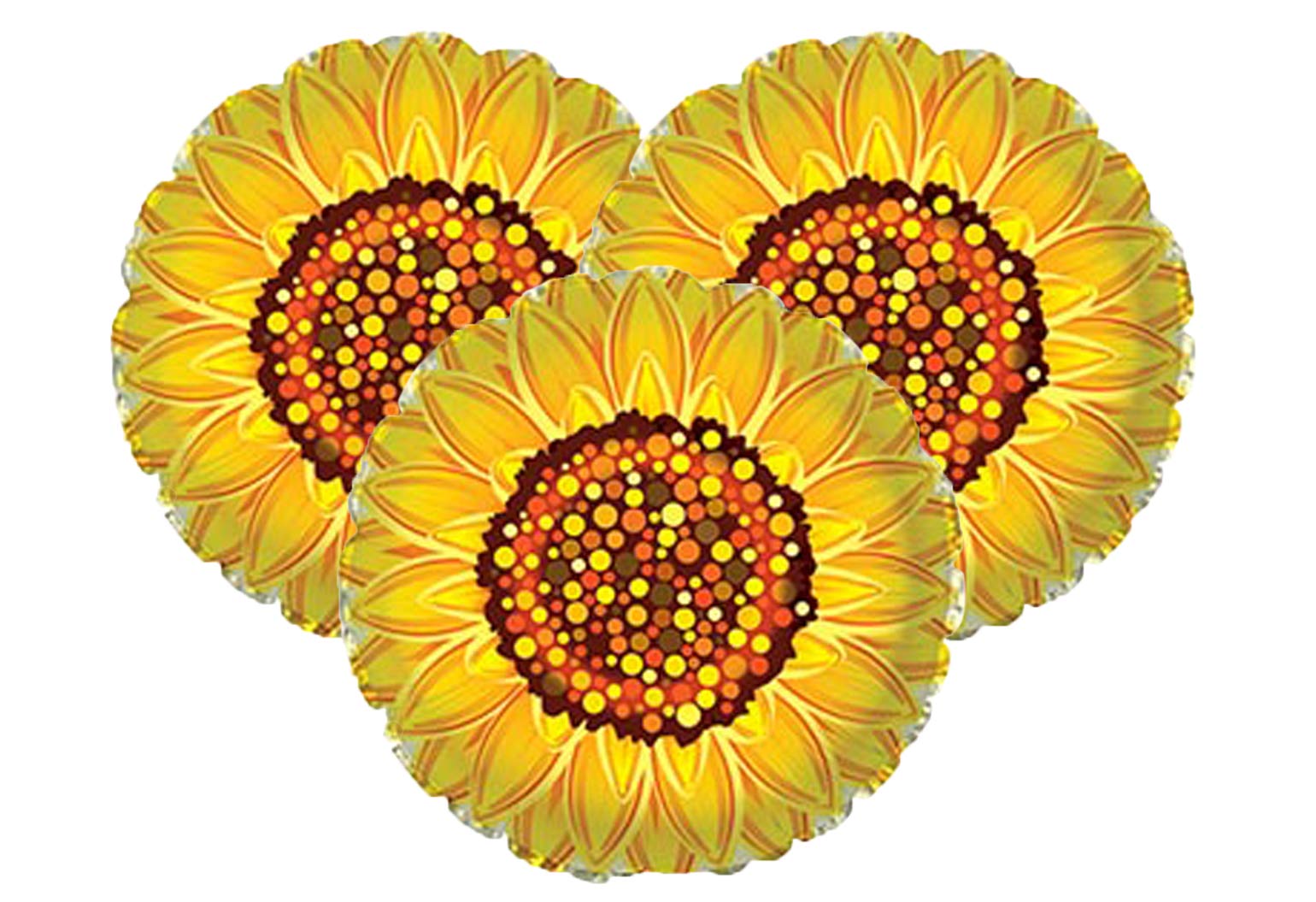 Set of 3 Yellow Sunflower 17" Foil Party Balloons