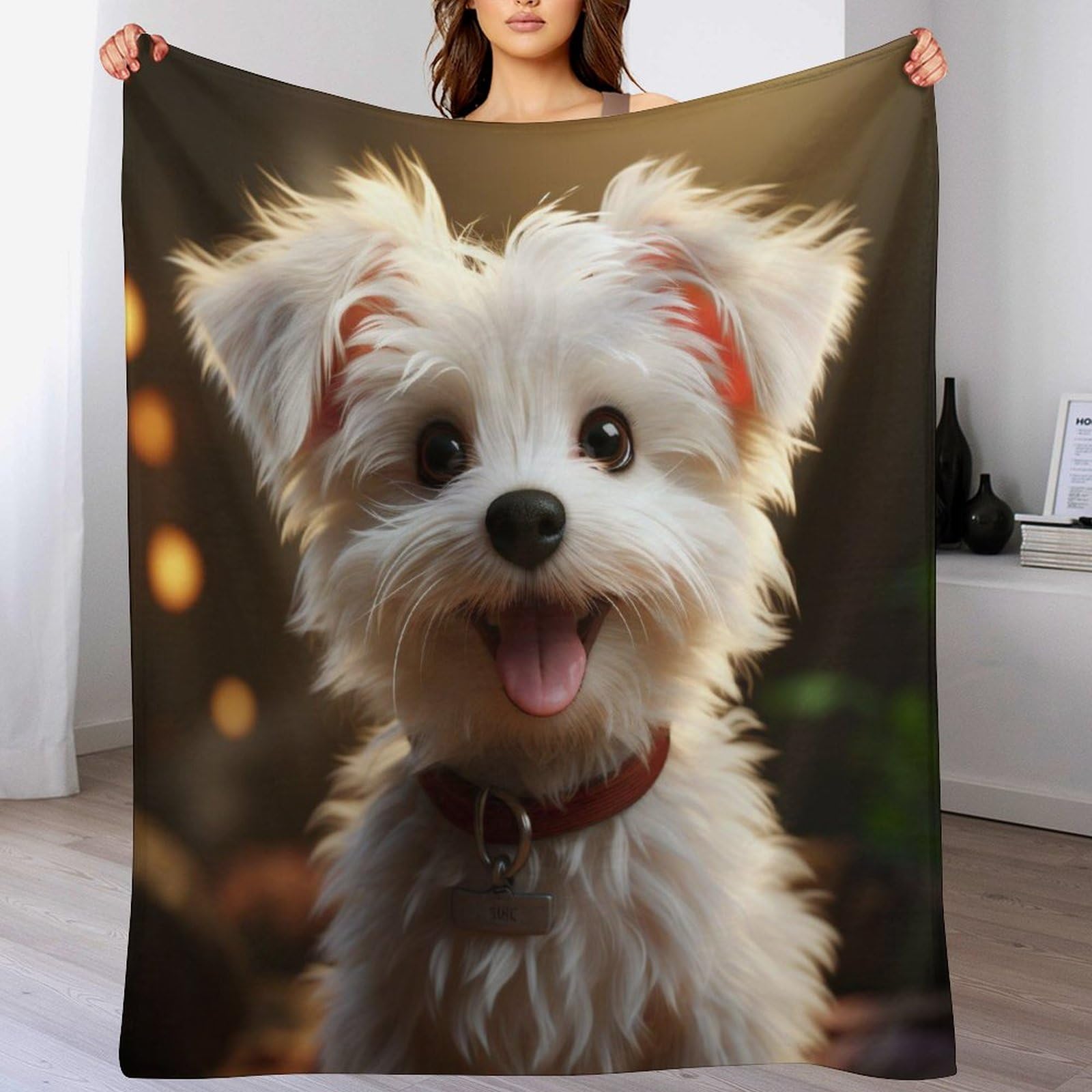Couverture flannel chien peluche extra doux thermique premium