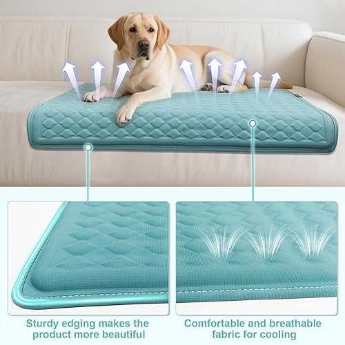 Vista 5 de Almohadilla térmica para gatos – Cama térmica impermeable para gatos de 18 x 18 pulgadas con interruptor de termostato inteligente y cubierta de Azul
