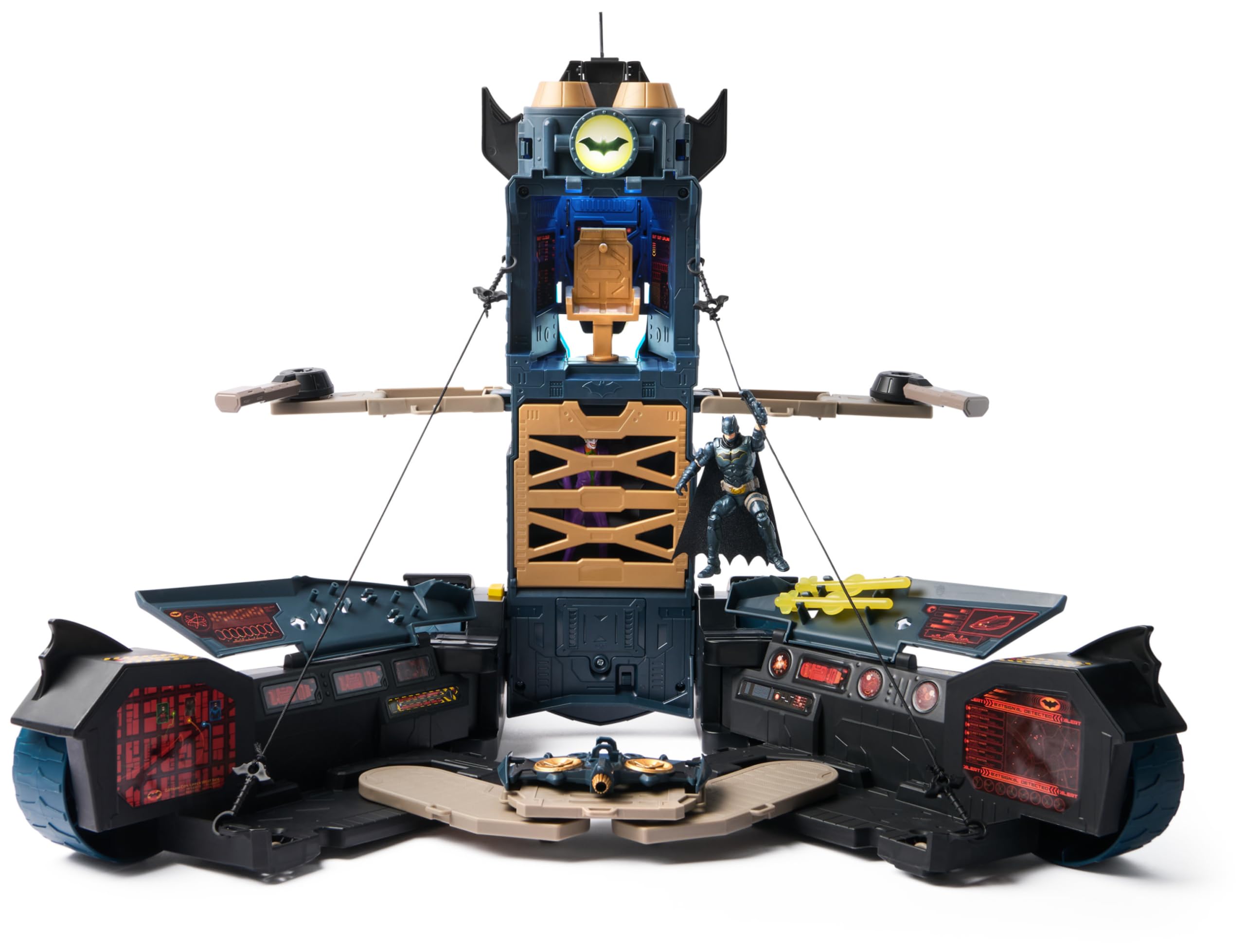 Batman, Set di Gioco Batmobile trasformabile, Set di Gioco di Batman 2 in 1 con Personaggio Batman e deltaplano, luci e Suoni, Giocattoli per Bambini e Bambine dai 4 Anni in su