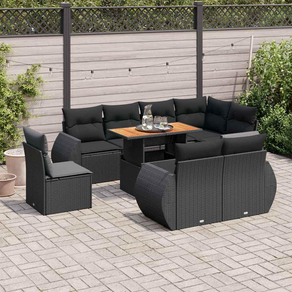 Polirattan z wodoodpornym schowkiem na taras zestaw 85.8 cm czarny