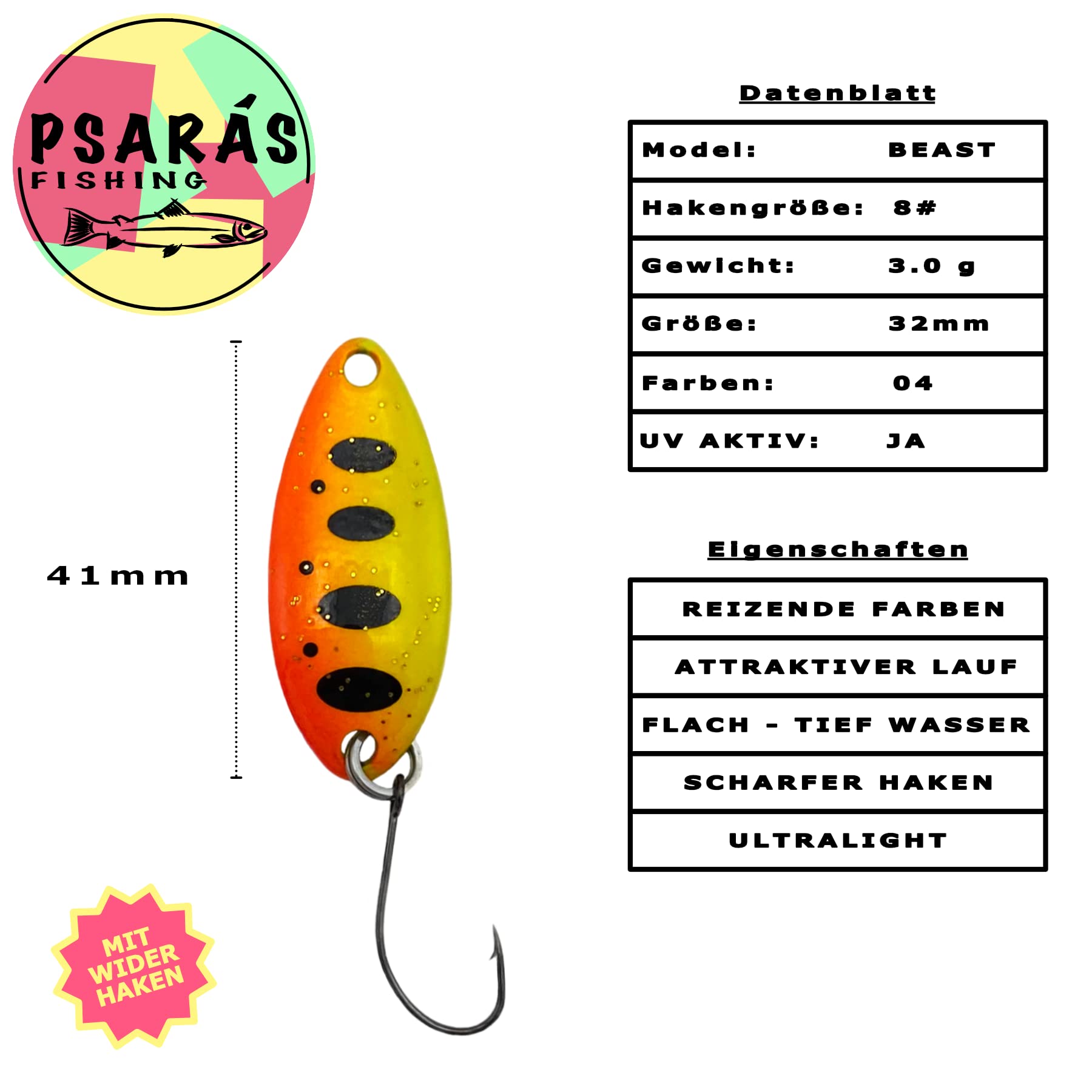 Beast Trota Spoon - 3 g - Trout Fishing Spoon - Pesca UL