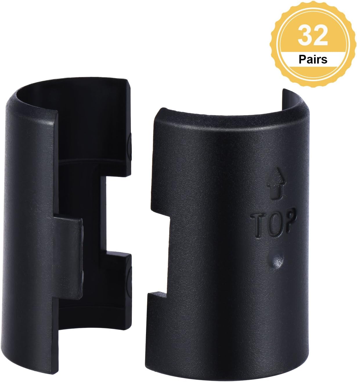 Canomo 32 Pairs 3/4 Inch Wire Shelf Lock Clips Split Sleeves Shelving Metal Rack Locking for 3/4 Inch Diameter Post Shelving Sleeves, Black