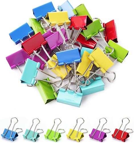 Mr. Pen - Clips para carpeta, 1.25 pulgadas, paquete de 25, tamaño mediano, clips de carpetas de colores, clips de carpeta de tamaño mediano, clips