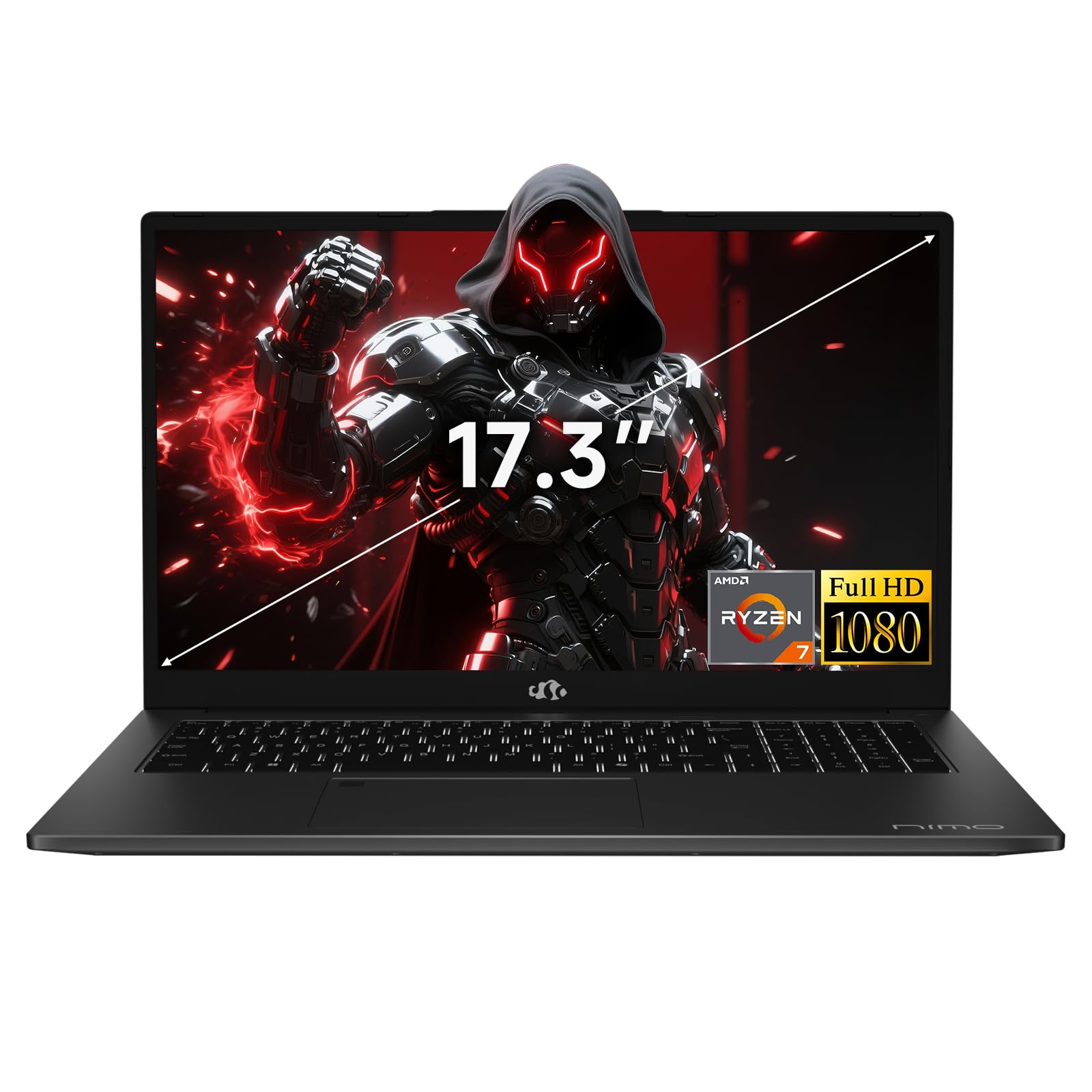 2025 Gaming-Laptop, 17.3" FHD-Laptops with AMD Ryzen 7 7735HS (Up to 4.75GHz, Beats i7-12650H), 32GB DDR5 2TB SSD Computer with Backlit KB 100W Type-C Radeon 680M Fingerprint