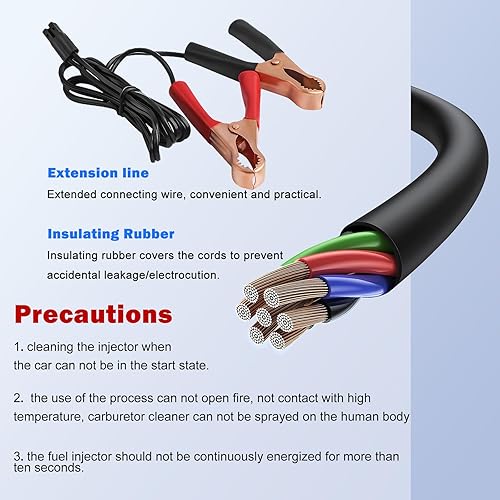 Miniatura 4 de Bestmoy Kit limpiador de inyector de combustible, inyector de combustible para automóvil, adaptador limpiador de descarga con cable de alimentación