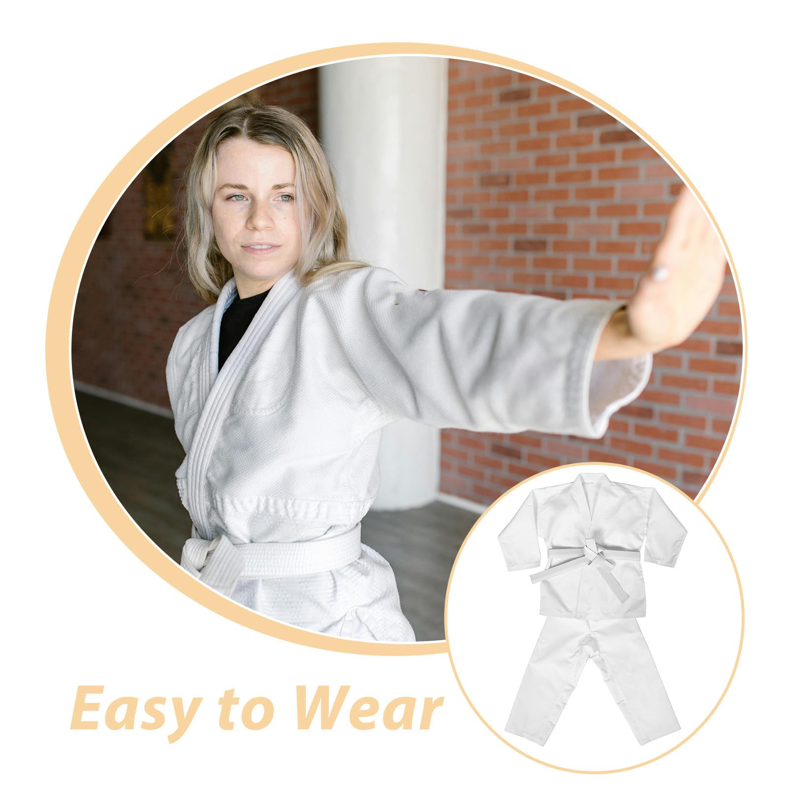 GALPADA Divisa da Karate Professionale Bianca in Poliestere con Cintura Inclusa per Adulti, Adatta a Competizioni e Allenamento Quotidiano con Protezione Completa e vestibilità Comoda