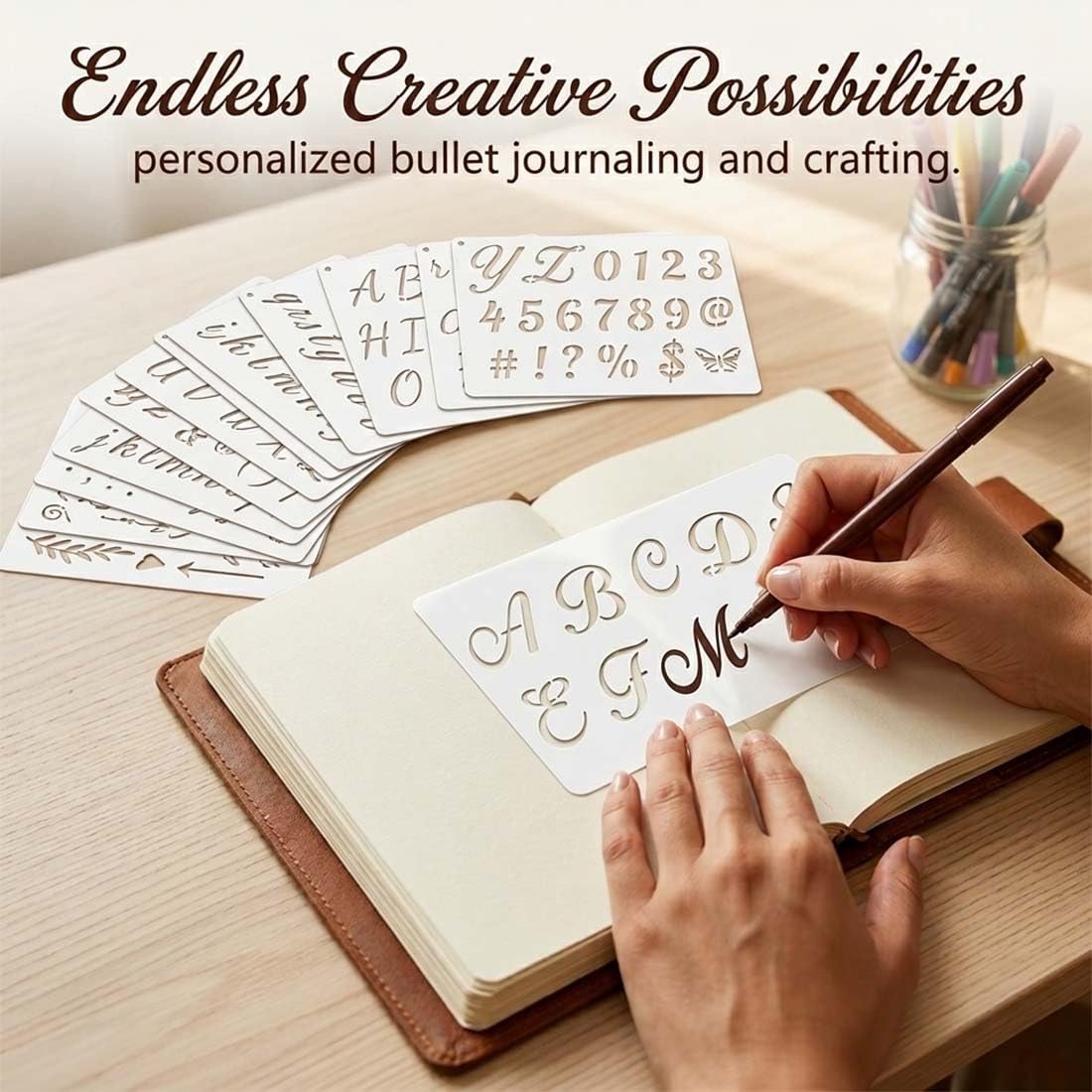 12 Pezzi, Stencil Lettere e Numeri, Stencil per Scrivere e Disegnare, Perfetto per Bambini, Scrapbooking, Diario e Apprendimento Artistico
