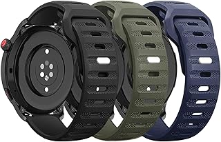 Bands Compatible with Samsung Galaxy Watch 6 Band 40mm 44mm/Galaxy Watch 6 Classic Band 43mm 47mm/Galaxy Watch 5 Band 40mm 44mm/Galaxy Watch 5 Pro Bands 45mm, 20mm Rugged Sport Silicone Replacement Strap for Men Women