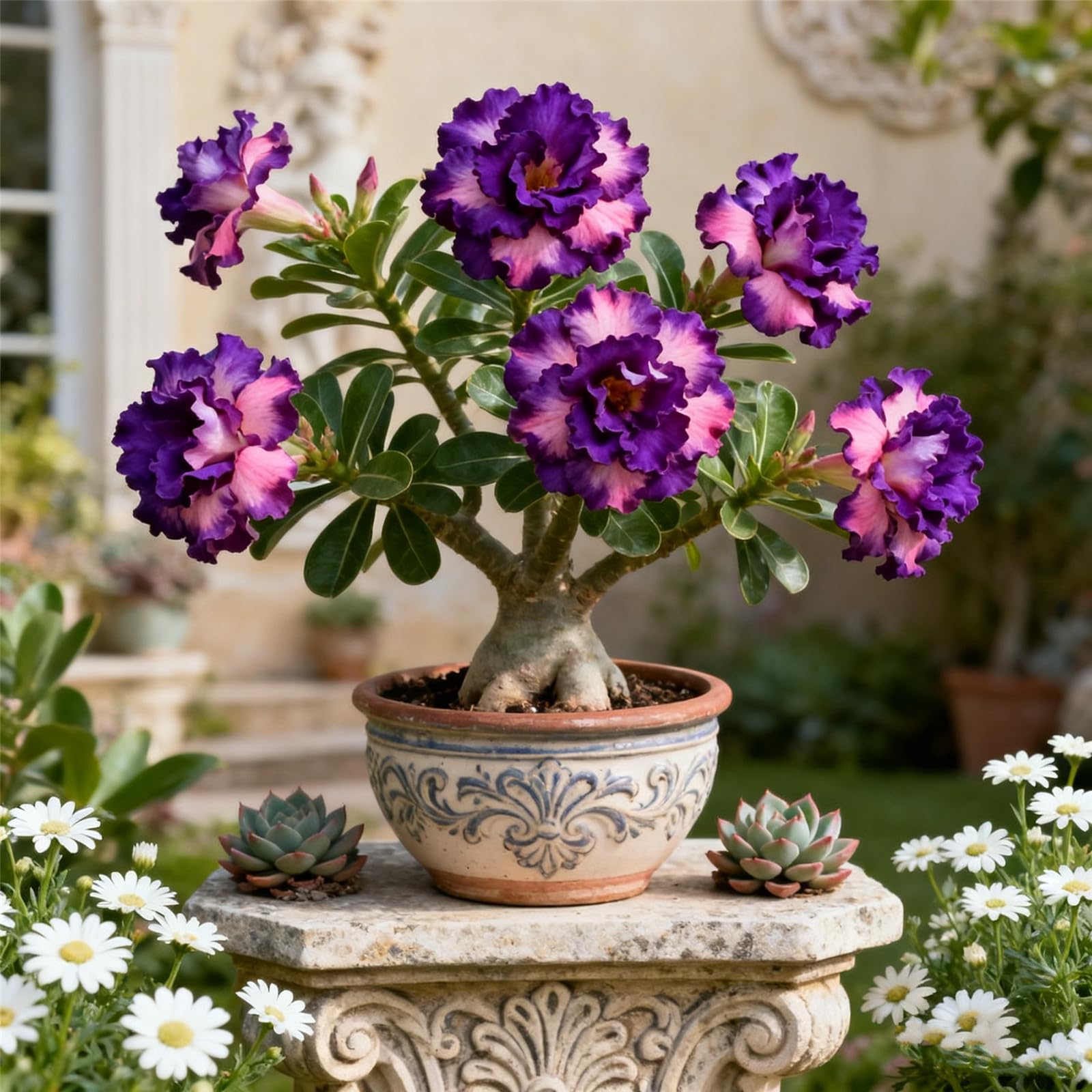 Perennial/Rare Desert Rose Plant Bulbs for Planting Now UK/Grow Fast/Adenium/Excellent Display/Low Maintenance-2bulbs-G