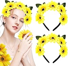2 Stuck Sonnenblumen Haarreif, Blumen Haarreif, Sonnenblumen Stirnband für Damen, Dekoratives Haarband Stirnbänder für Fotografie Requisiten Maskerade Karneval Party Frauen Mädchen