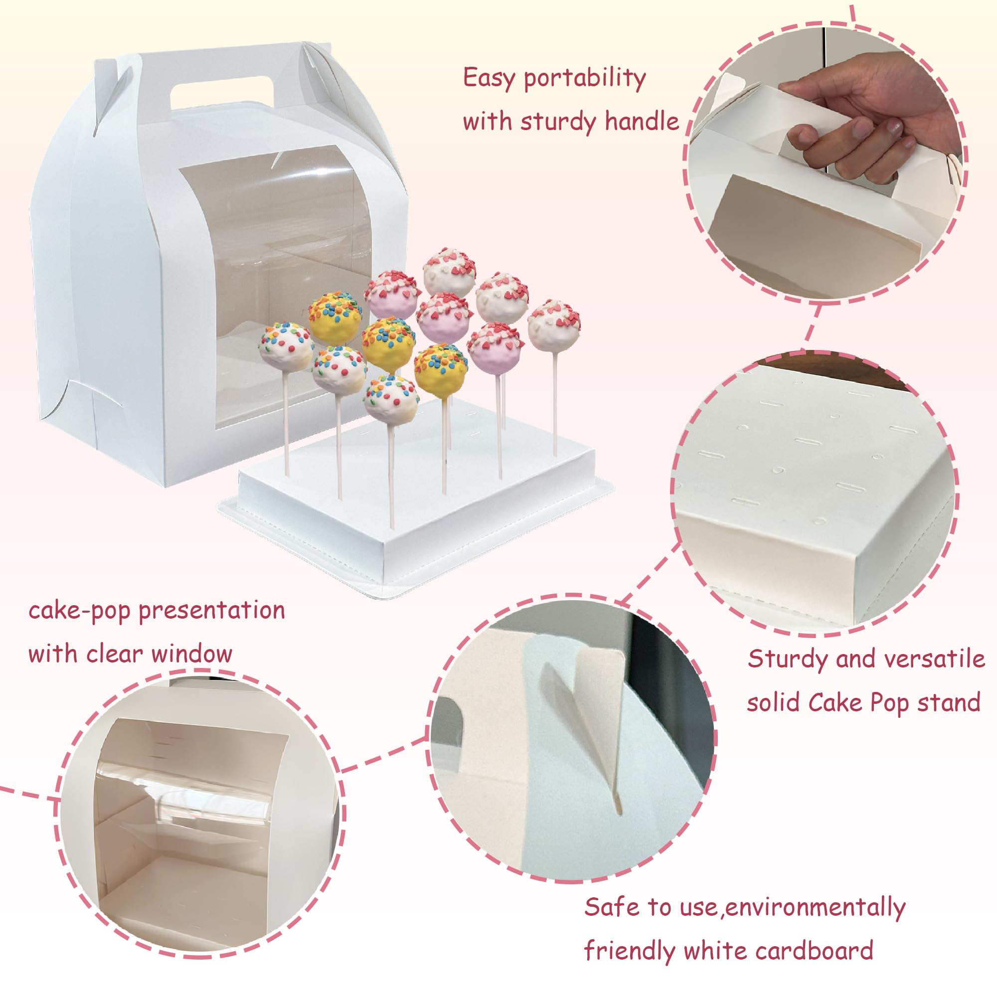 Cake Pop Boxes - 4 Pack with Handle -5