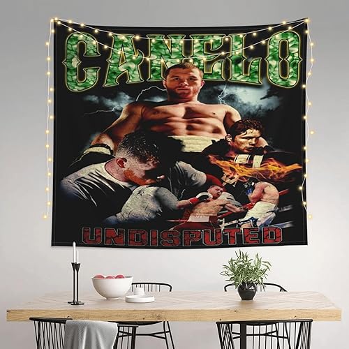 AKSHAYGUN Canelo Boxer Álvarez - Tapiz de campeón mundial de boxeo para colgar en la pared, tapiz estético, fondo para sala de estar, dormitorio,