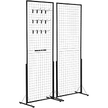 2 Packs Grid Wall Panels Tower 2 x 5.6 Double Side Wire Gridwall Display Racks with T-Base for Craft Shows Retail Home Decor - Portable Folding 60lbs Capacity Easy Setup Includes Extra Clips Hooks