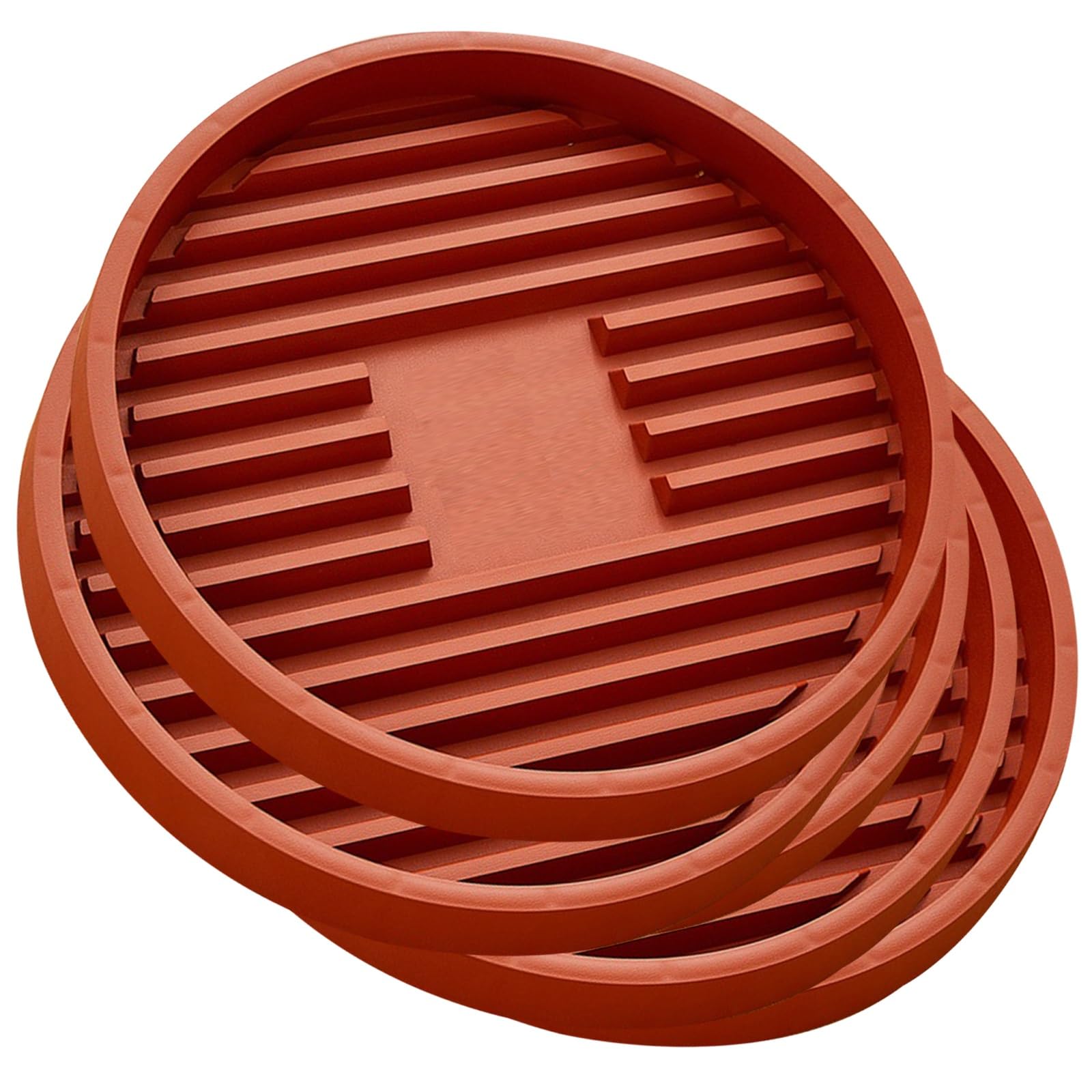 Lot de 5 plateaux antidérapants, Reu, parfaits pour les jardins intérieurs et extérieurs (marron, 36 x 4 cm) – Solution polyvalente de service et de présentation