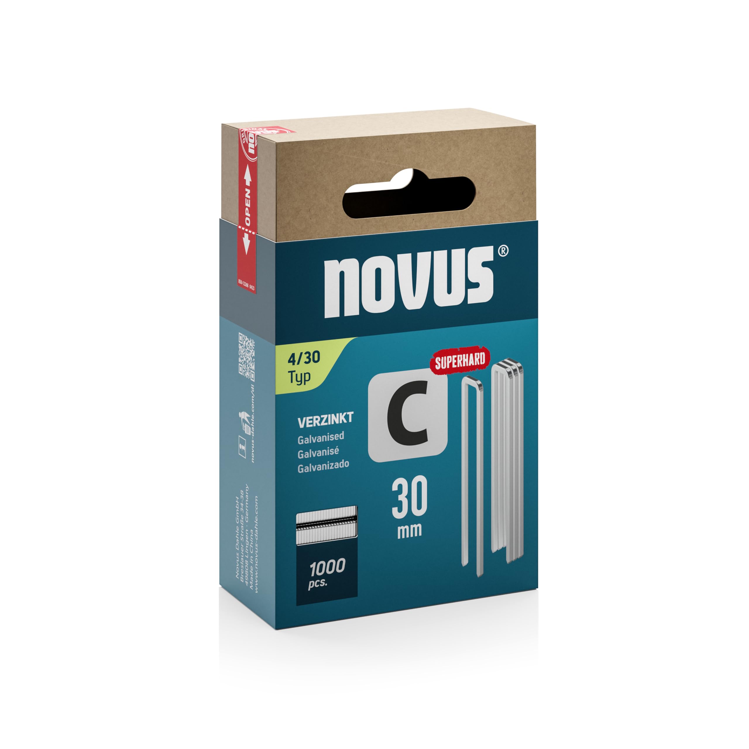 Novus Tools 042-0806 Narrow Spine Staple C Staple Type 4, Grey, 30 mm