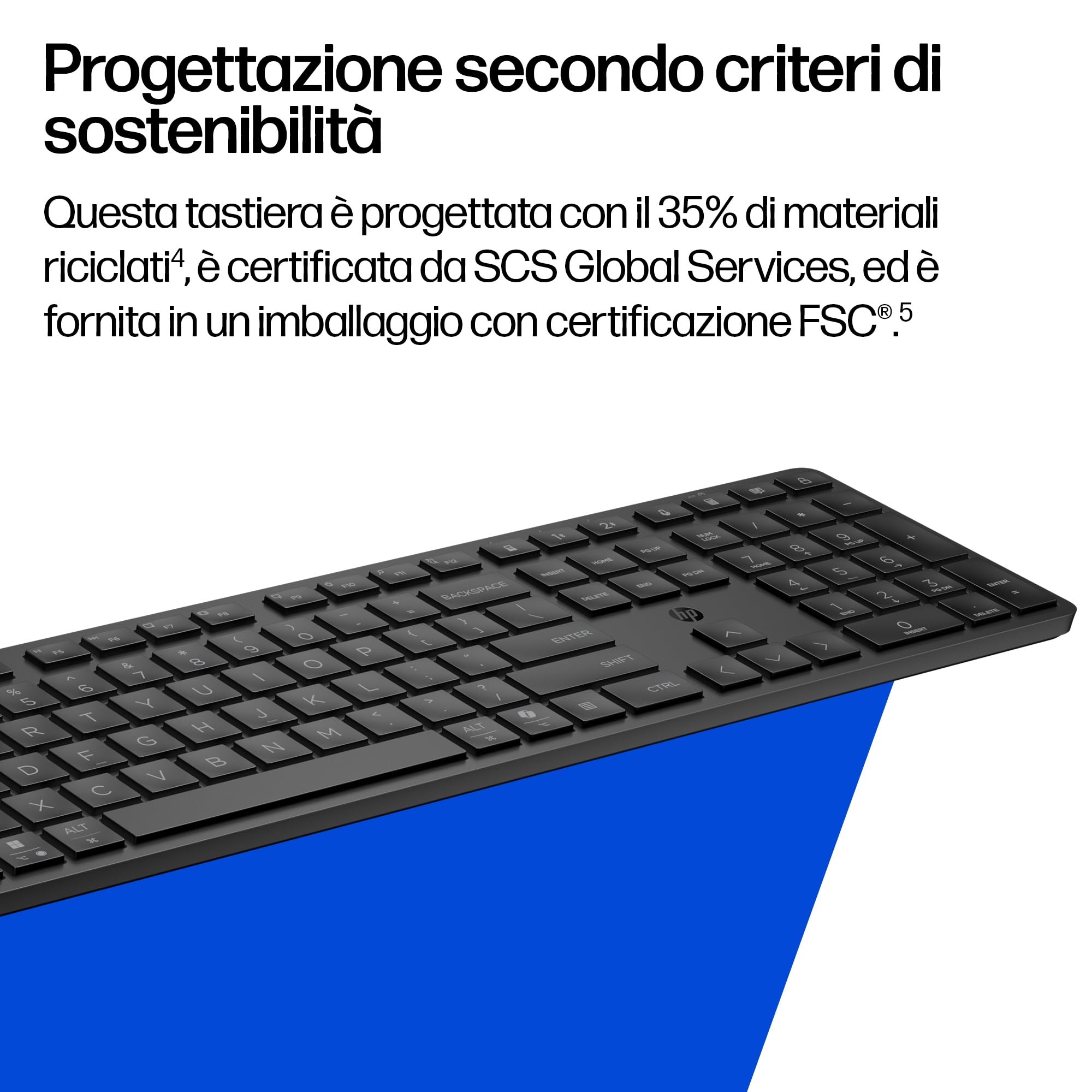 HP 490K Tastiera Wireless Multidispositivo, Connessione Bluetooth e USB, Tasti Silenziosi e Programmabili, 22 Tasti, Tasto Copilot, Compatibile con Windows, macOS, iOS, Android, QWERTY Italiano, Nero