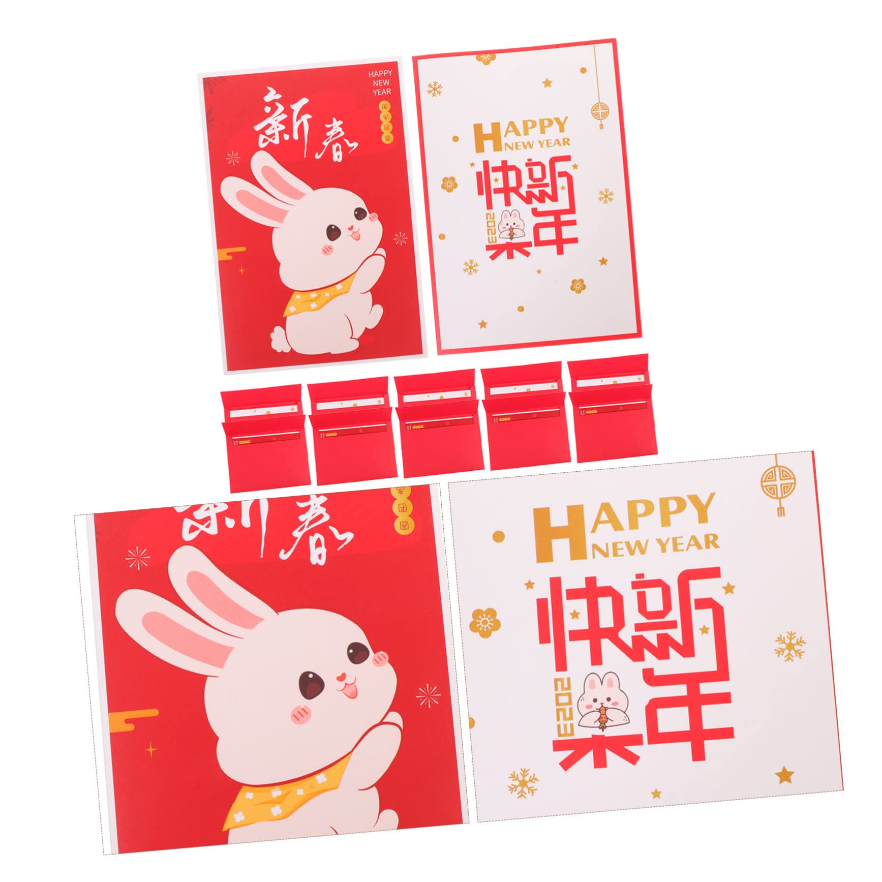 Lurrose 5 Set Di Biglietti D'Auguri Per L'Anno Del Coniglio Nuovi Biglietti Di Benedizione D'Auguri Relativi Coniglio i Scritti A Mano i Del