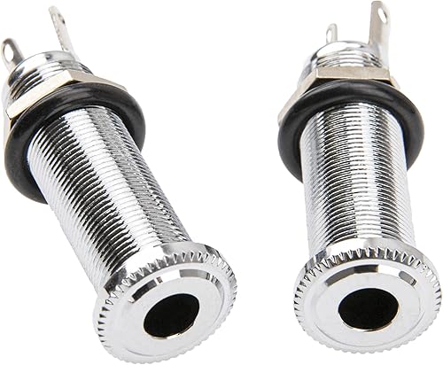 Miniatura 2 de Conector de salida de cilindro roscado (2 unidades, estéreo, monocromo, conector jack para guitarra ecualizador)