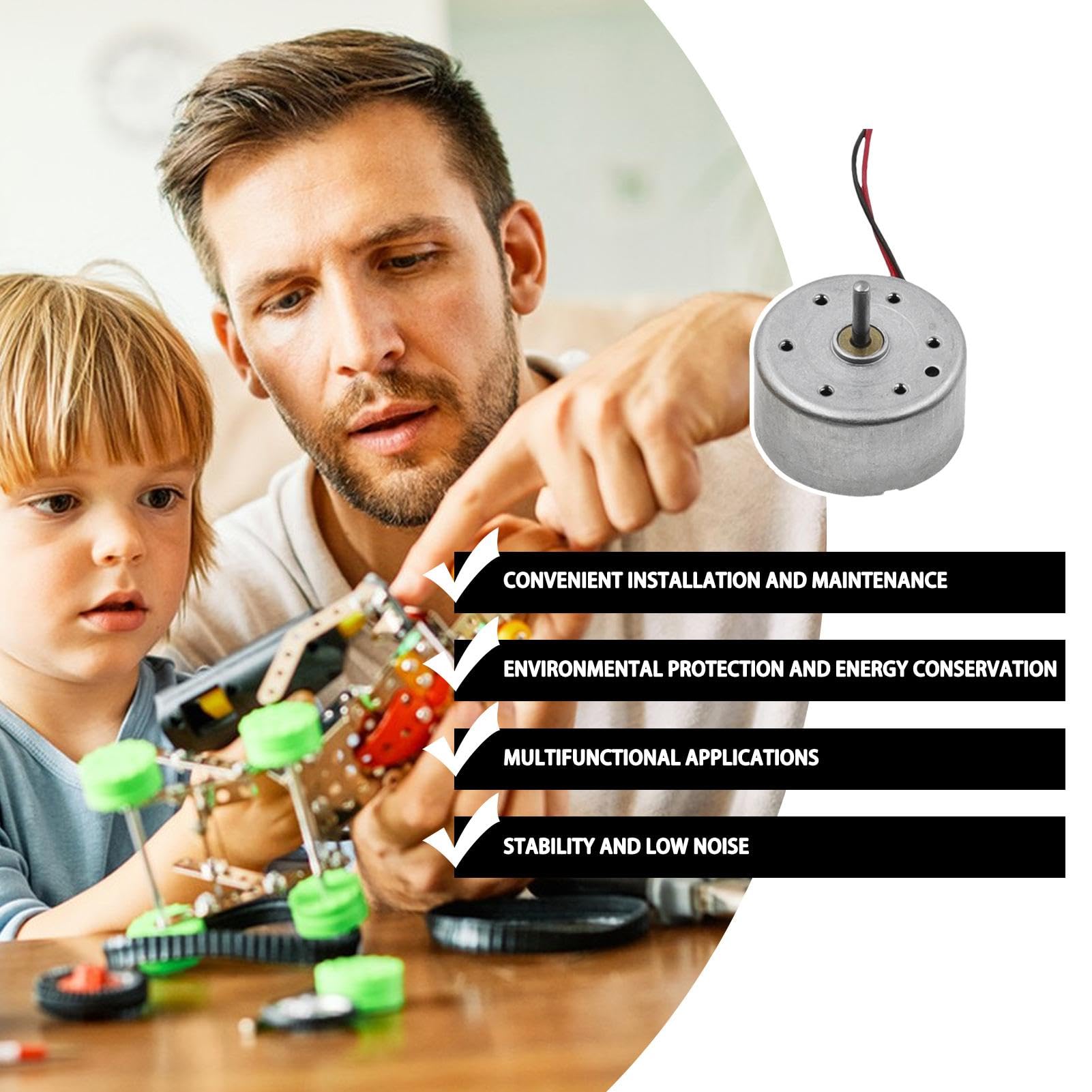 Moteur électrique DC Pour Jouets Et Projets DIY - Faible Bruit, Couple élevé - Corps En Acier Inoxydable Et Boîtier ABS - 8
