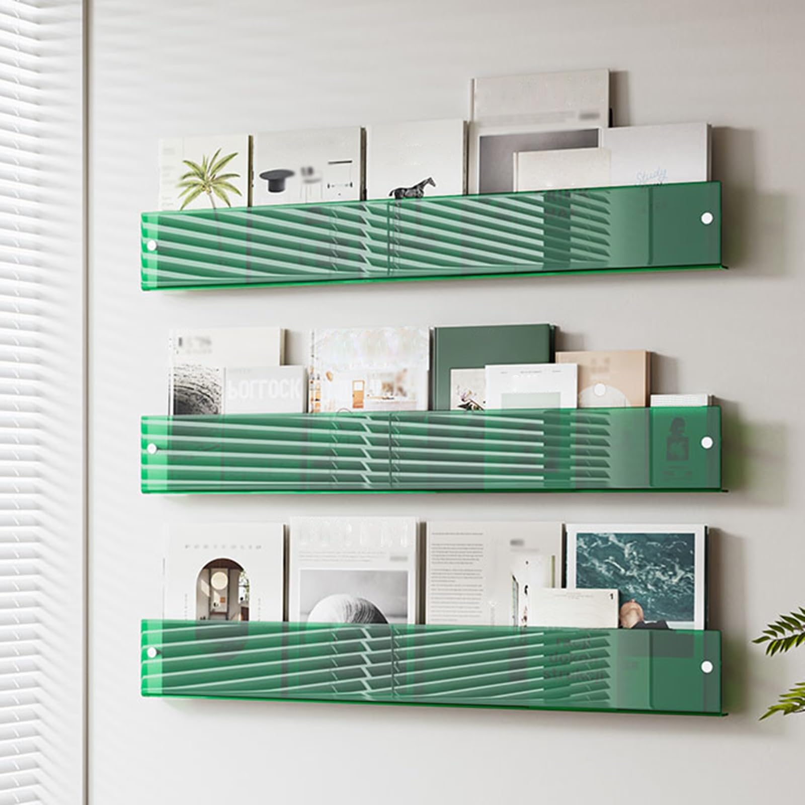 KHLMSRXJ 3 Stück durchsichtiger Prospekthalter zum Aufhängen, 16 24 31 39 47 Zoll Acryl-Wand-Organizer, Zeitschriftenständer zur Aufbewahrung von