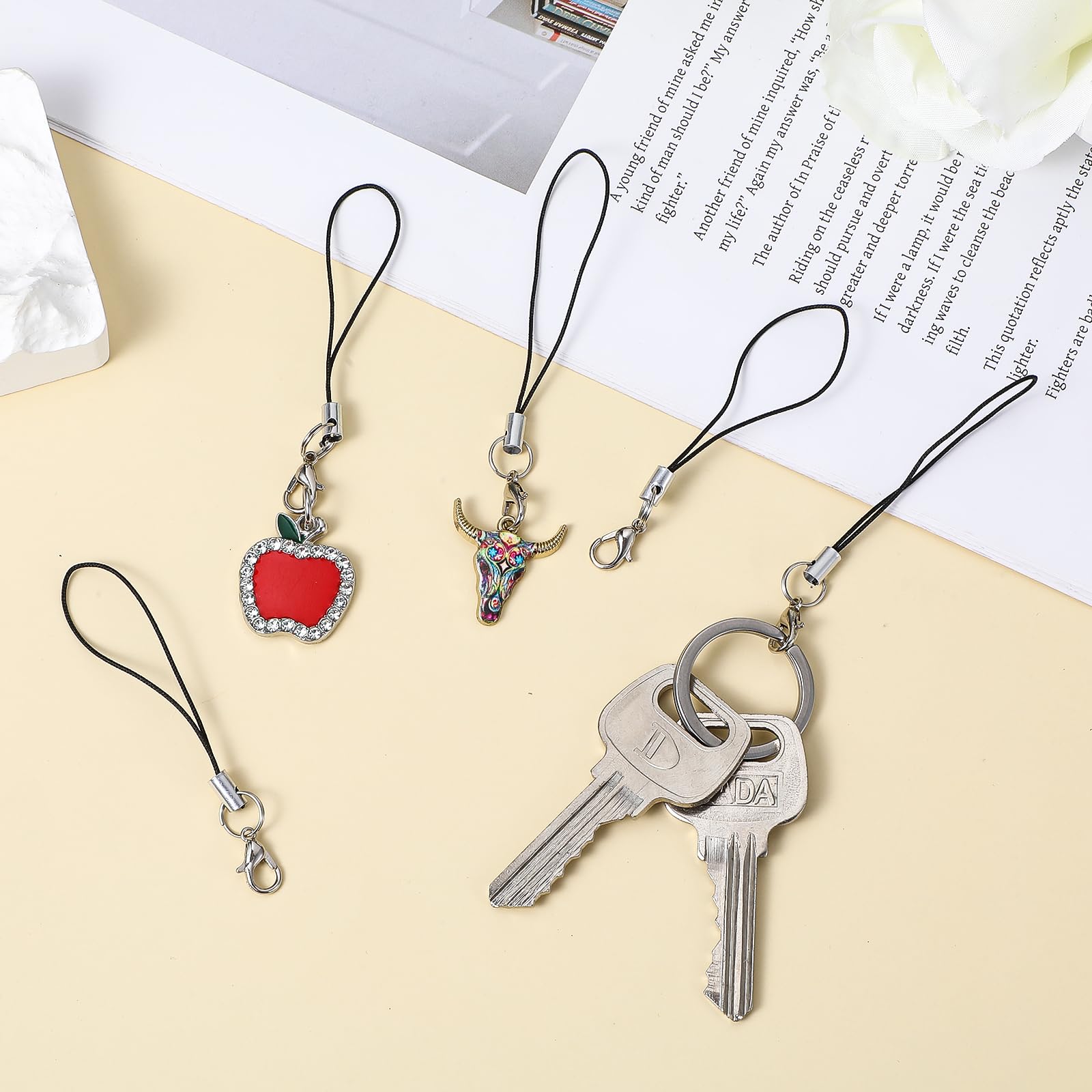 Amabro 100 sztuk smyczy do zawieszenia, do breloczków do kluczy, breloczków do kluczy, breloczków do kluczy USB