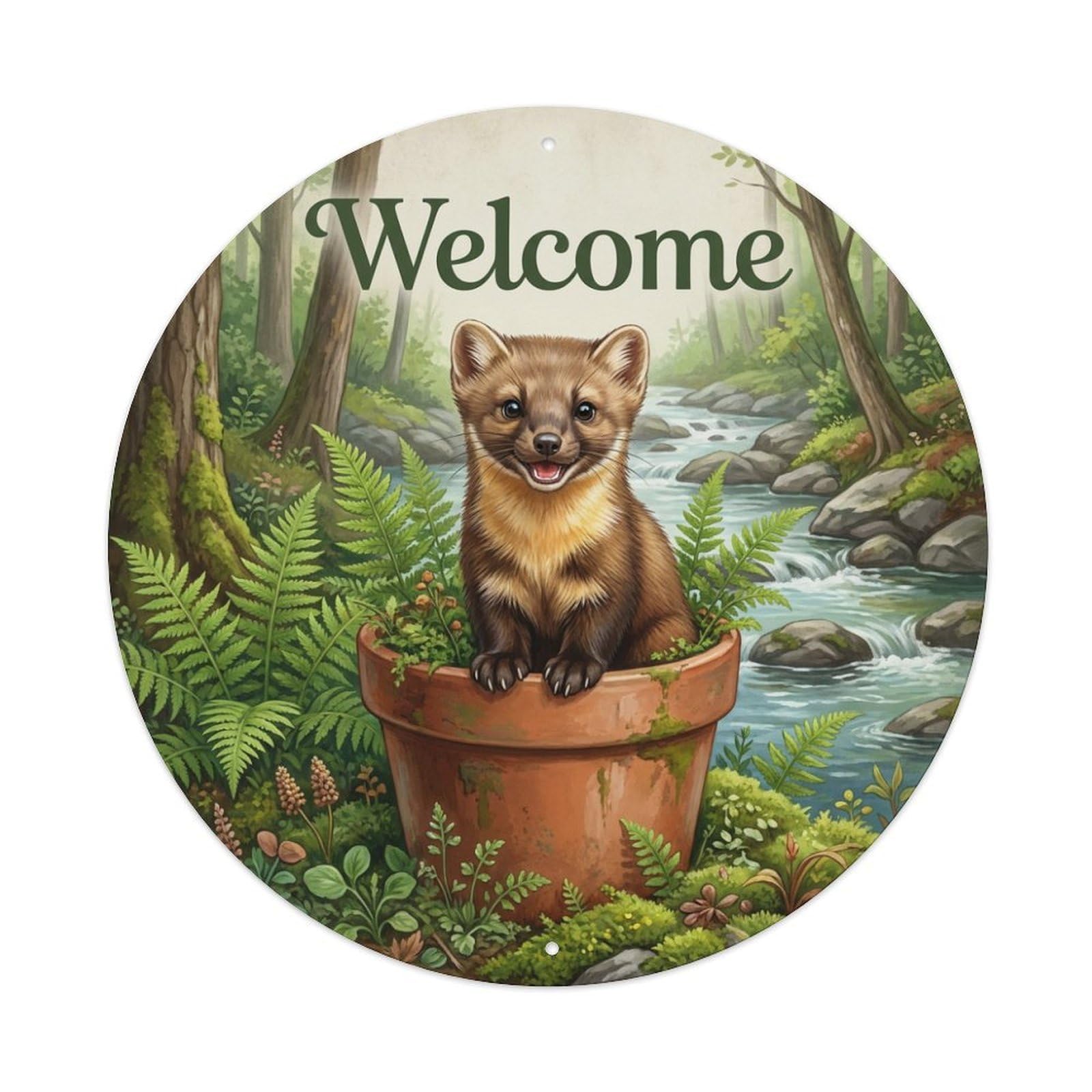 Welcome Marten Forest Stream Metal Tin Sign