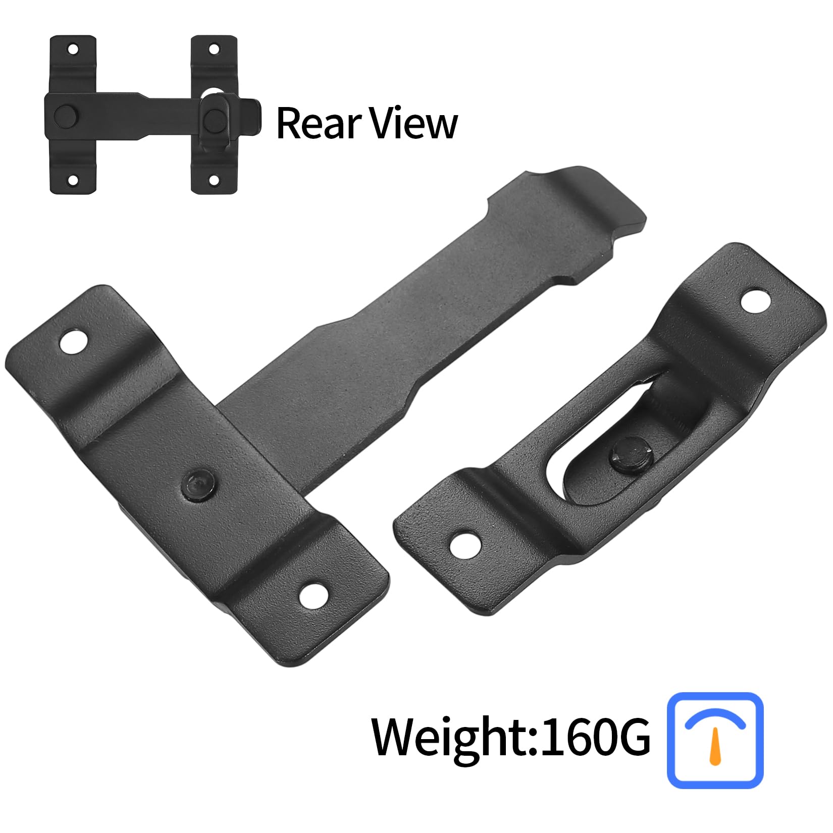 Door Latch, Black Stainless Steel Gate Latches, Garden Gate Locks for Wooden Gates Barn Sliding Door Lock Bolts - Image 3