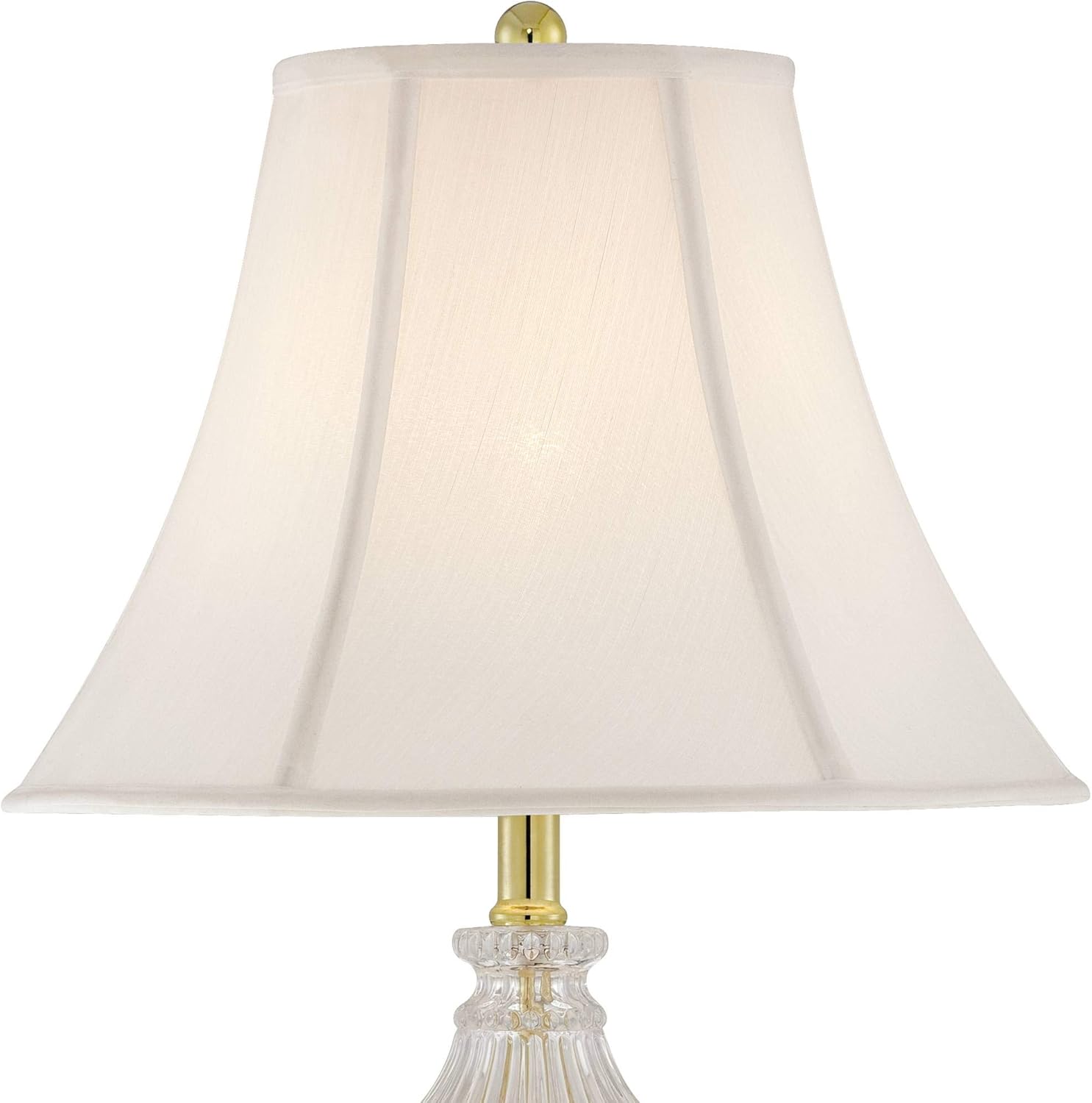 Uр Tо 40% оƒƒ Traditional Glam Luxury Table Lamps 26.5 High Set of 2 Clear Glass Urn Brass Gold Metal White Cream Bell Shade Decor for Living Room Bedroom House Bedside Nightstand Home - Regency Hill