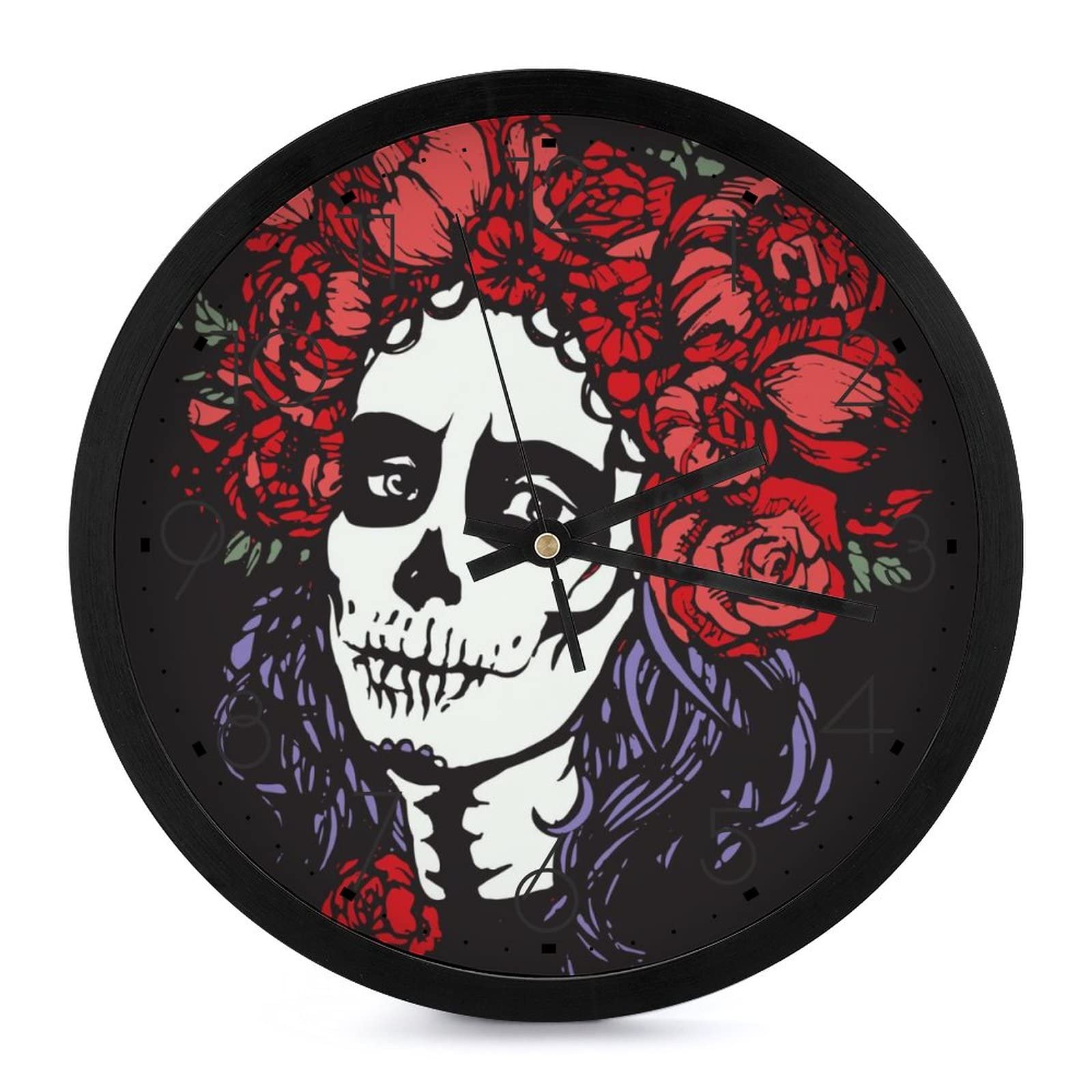 Horloge murale moderne silencieuse 25.4cm générique fleur crâne maison
