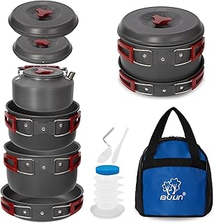 Bulin Camping Cookware Set, Outdoor Tableware Set, Aluminium, Camping Pots and Pans for 1-2 People, Picnic, Camping, Hiking