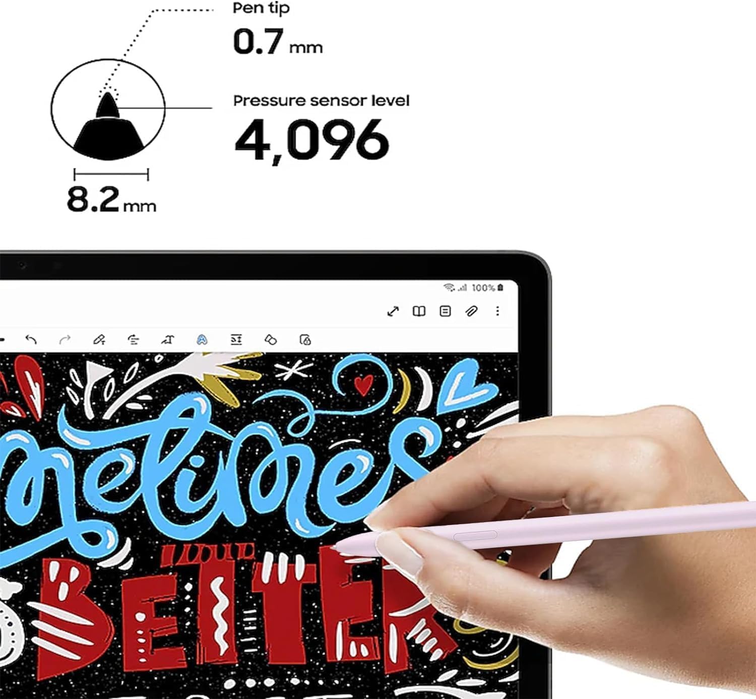Galaxy Tab S9 FE S Pen compatible con Samsung Galaxy Tab S9 FE Stylus Pen de repuesto + 5 puntas gratis para Samsung Galaxy Tab S9 FE Plus S Pen, lavanda