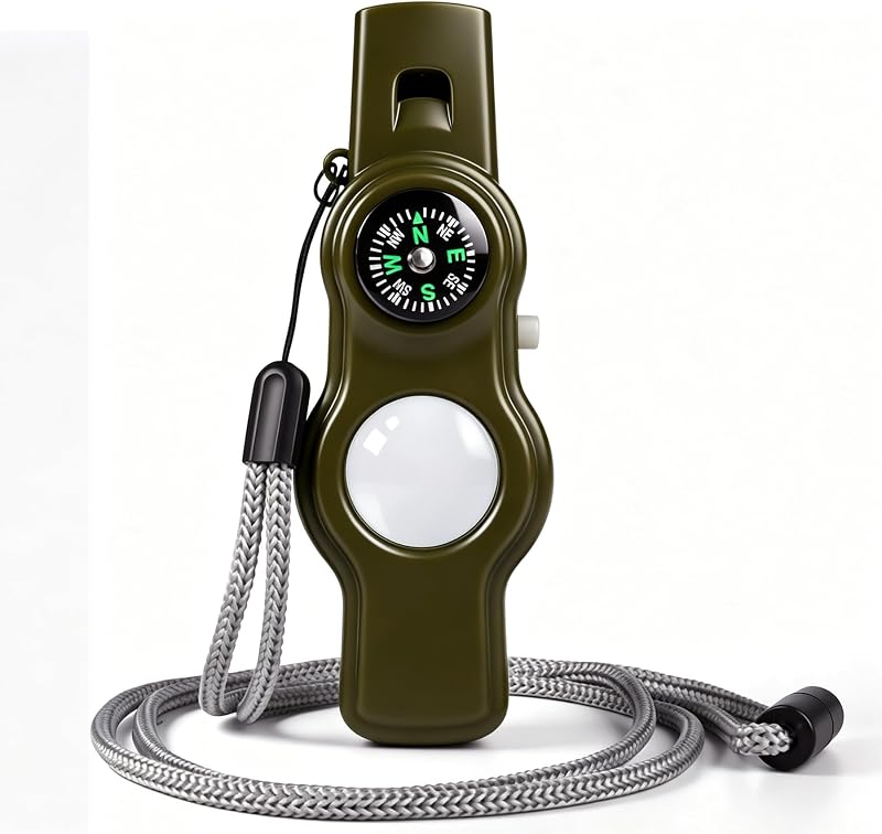 Emergency Survival Safety Whistle，Whistle for Kids with Lanyard,Compass,Thermometer,Ideal for Kayaking, Boating, Hiking, Camping, Climbing