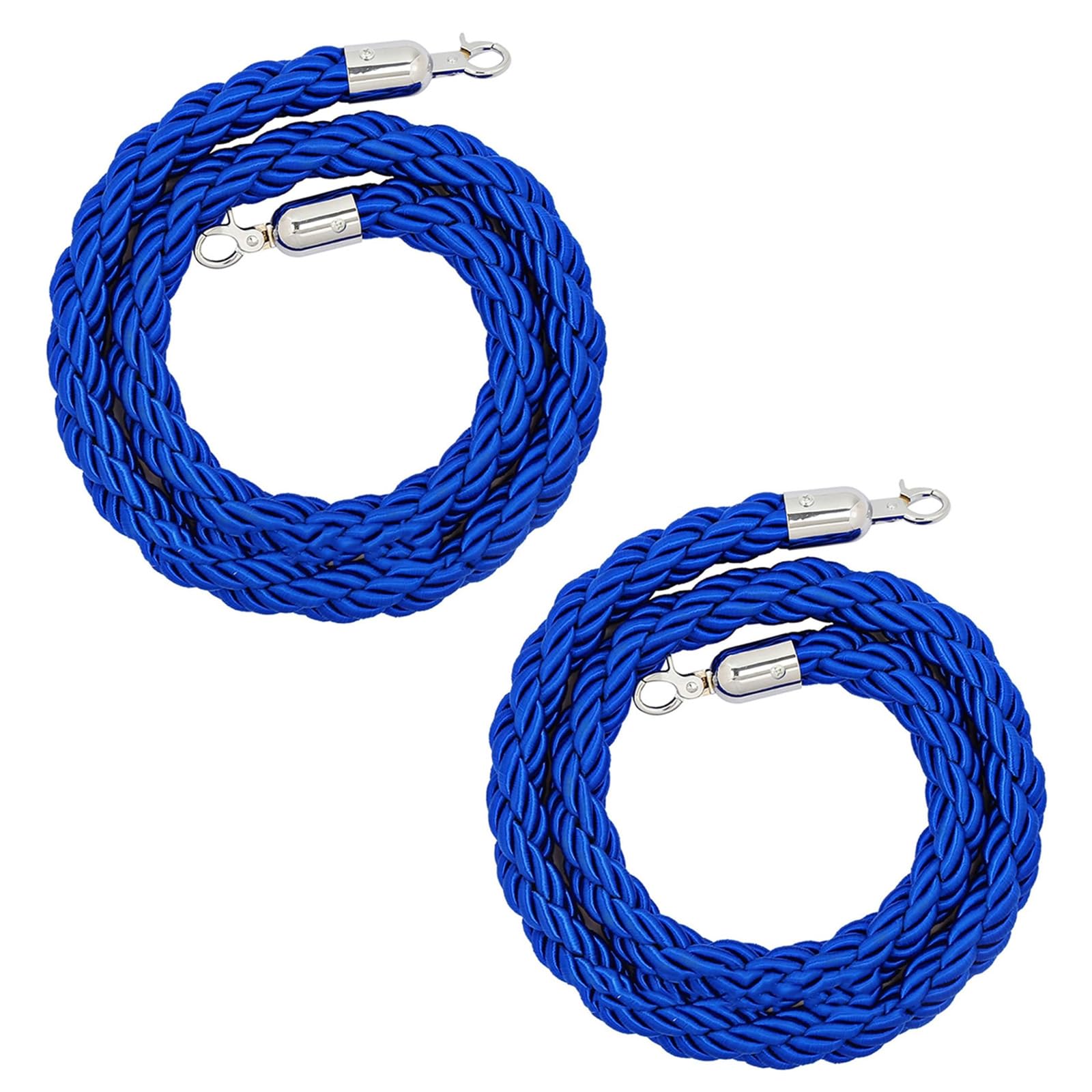 CAIFEXUE Queue Barrier Ropes with Silver Hook,Stanchion Rope 1/1.5/2/2.5/3.0M, Crowd Control Rope, Braided Hemp Rope for Queue Divider, Twisted Hemp Rope Queue Line Barrier/Bule/3.0M
