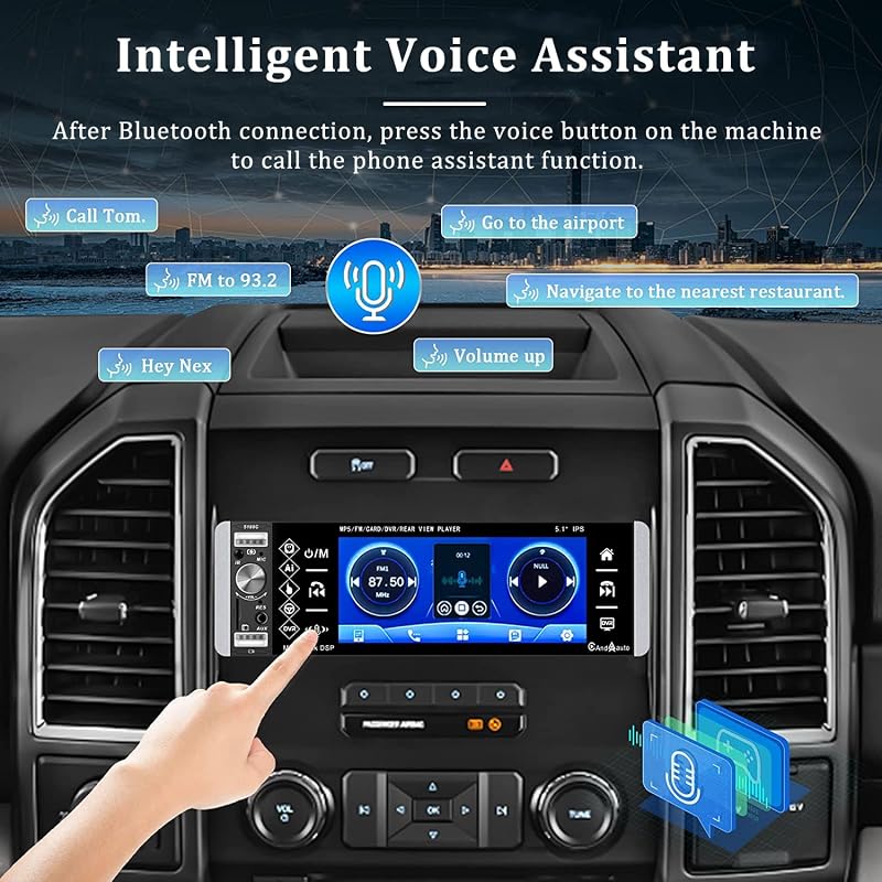 CAMECHO Autórádió 1 DIN CarPlay Android 5,1" Érintőképernyő Bluetooth Kihangosító FM USB TF AUX Tolatókamerával