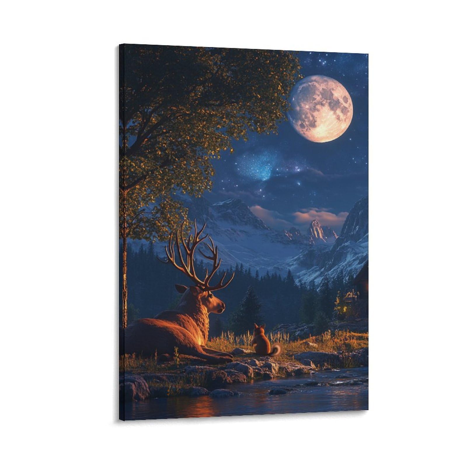 DHBANEIOK Elk Canvas Wall Art Customised Personalised Photo on Canvas for Bedroom Room Picture Digitally Printed 20x30inch(50x75cm)