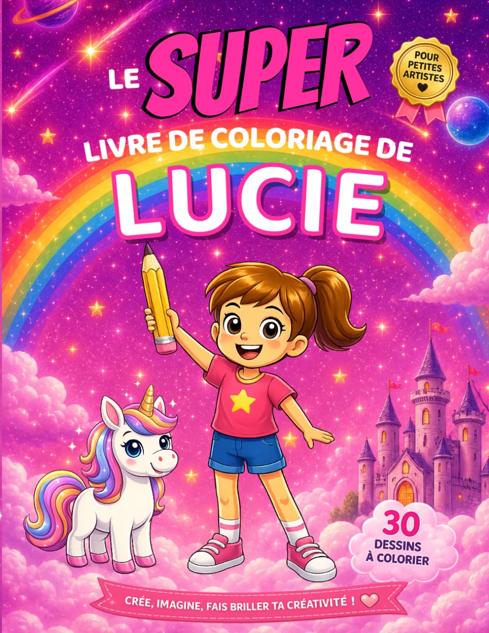 Le SUPER livre de coloriage de Lucie: 30 pages à colorier - Collection Colorie ton prénom