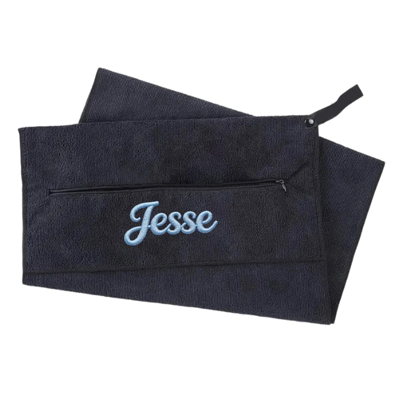 Personalised Embroidered Gym Towel with Zip Pocket – 40 x 100cm Sports Sweat Towel, Custom Absorbent Microfibre Fitness Towel for Gym, Yoga, Camping, Training, Ideal Personalised Gift for Athletes