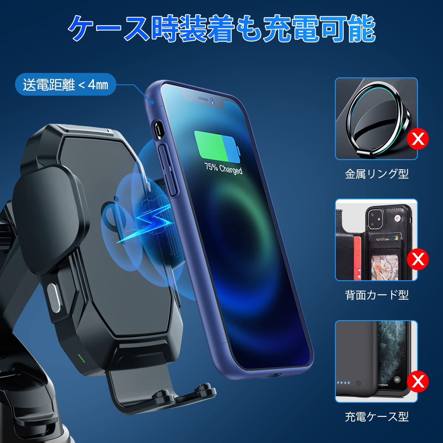 Amazon.co.jp: Qi In-Car Wireless Charger Smartphone Holder, 15W