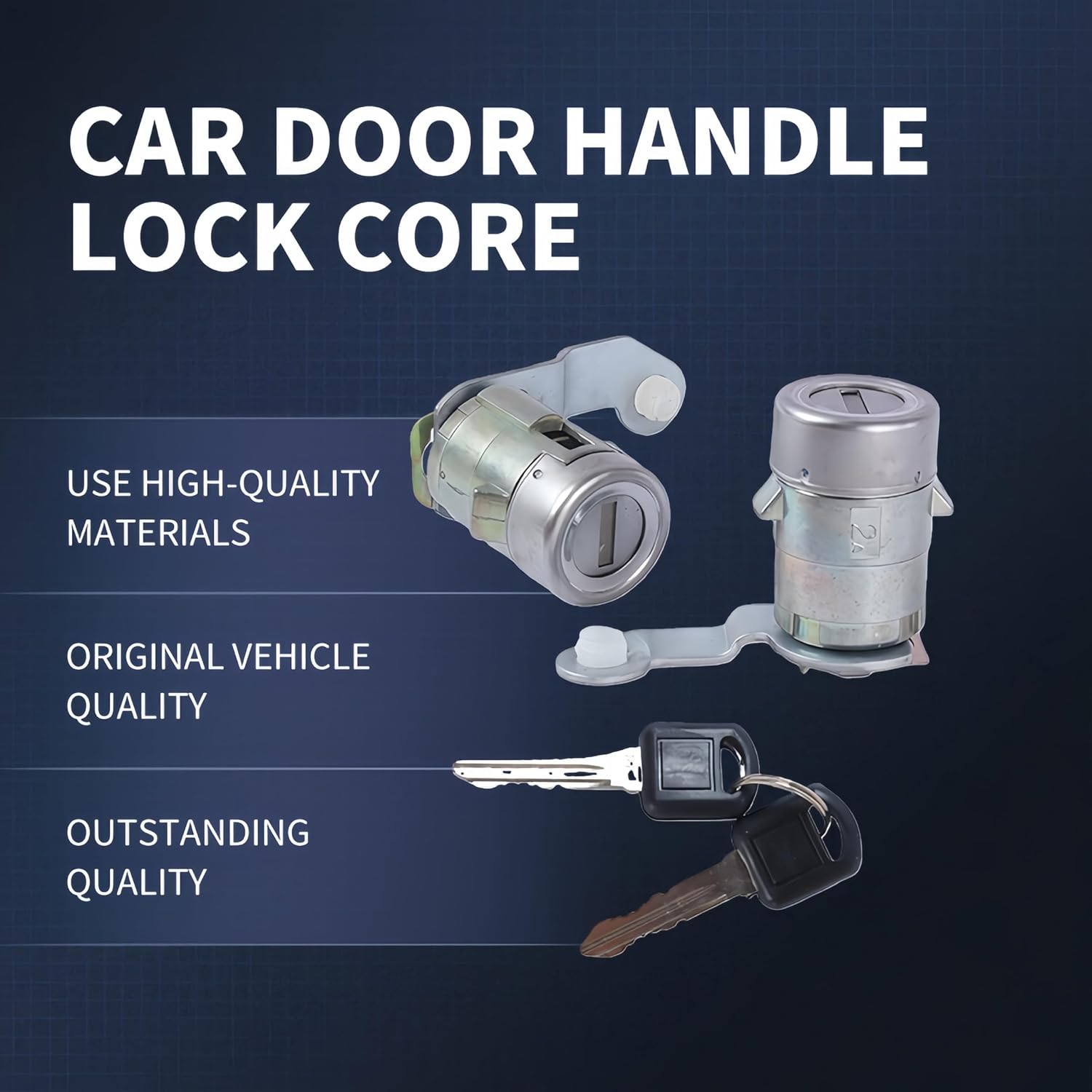 Front door lock cylinder with key, for Chevrolet Silverado, Suburban, Tahoe, Avalanche, Silverado for Cadillac, GMC, Oldsmobile, Pontiac, Hummer H2 Front door lock cylinder, Replace 15298924 88937321
