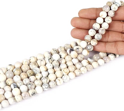 Miniatura 3 de GEMHUB Cuentas de ópalo natural, ópalo blanco, cuentas de gemas, cuentas de ópalo Feng Shui de buena suerte para hacer pulseras para mujeres y