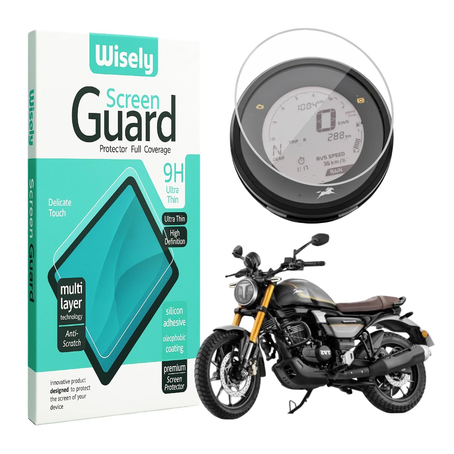 Wisely Premium Screen Guard for TVS RONIN Bike - Display Digital Meter Protector - HD Clear, Full Cover - Easy Installation Kit - Tvs Ronin Instrument Cluster Accessories-image-42