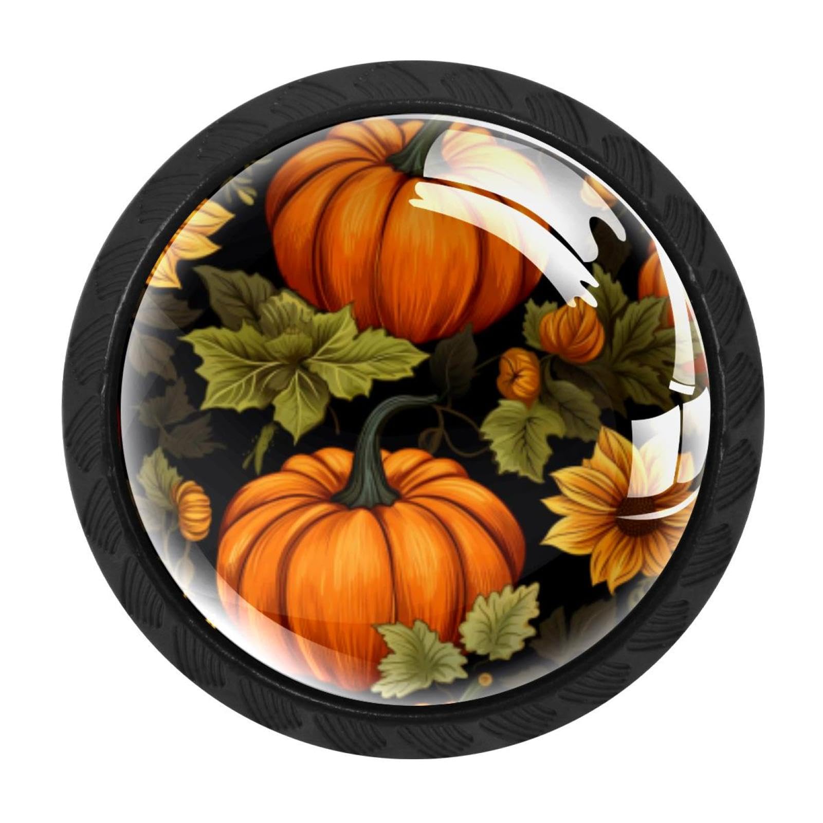 CHENZZZZ 4 pcs Thanksgiving Pumpkin Cabinet Knobs Crystal Drawer Pulls for Kitchen, Bathroom Cabinet, Dresser and Cupboard