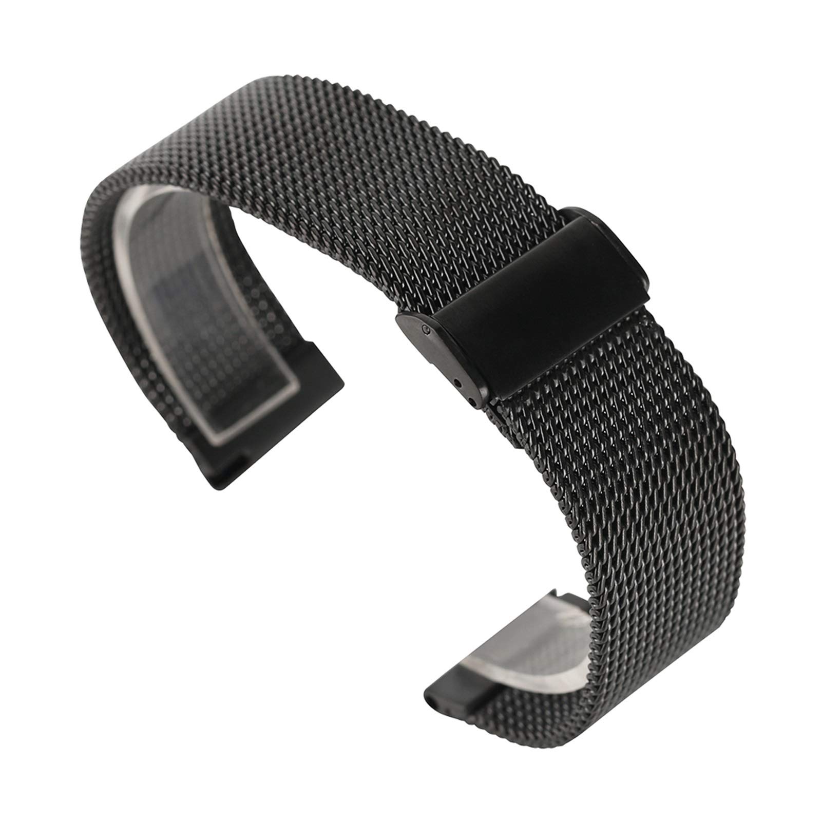 18/20/22mm Siatka ze stali nierdzewnej Watch Band Zwart/Zilver/Rose Goud Pasek z haczykiem Klamra Męski zegarek zamienny (Kolor: Zwart, Rozmiar: 18mm)